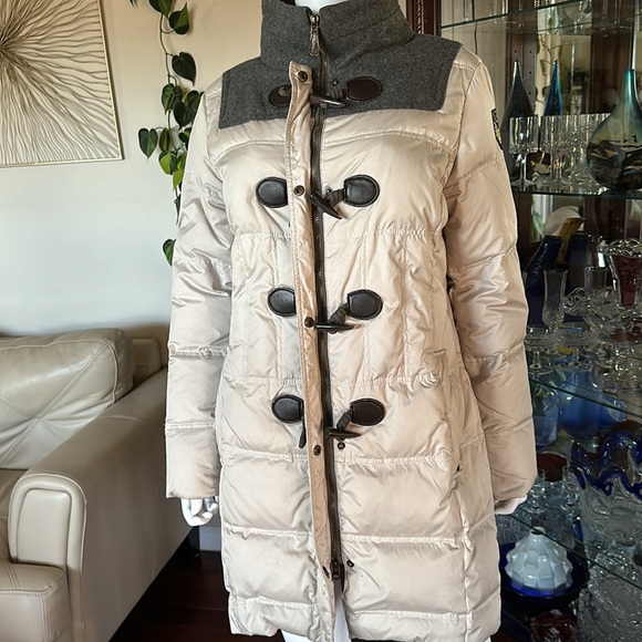 Comma Winter Down Coat Off White/ Gray EU Size 40 - Picture 7 of 11